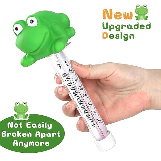 Floating Pool Thermometer, Large Display with String Easy to Read, Shatter Resistant, Water Temperature Thermometer for Outdoor & Indoor Swimming Pools, Spas, Hot Tubs,Ice Bath & Aquariums (Frog)