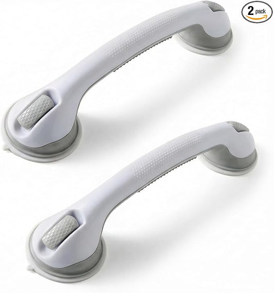 Shower Grab Bars for Seniors, Upgraded Bar with Powerful Suction, 15.8in Shower Handles for Elderly Suction, Removable Bathroom Handles for Elderly, Shower Safety Bars for Seniors on Smooth Surfaces