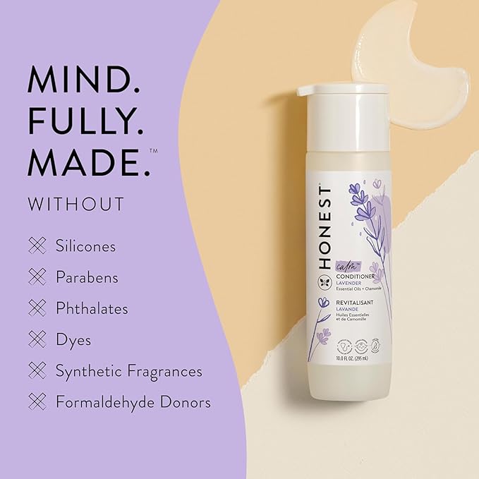 The Honest Company Silicone-Free Conditioner & 2-in-1 Cleansing Shampoo Body Wash Duo Gentle for Baby,Naturally Derived,Lavender Calm,20 fl oz,(Pack of 4)