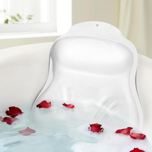 Silicone Bath Pillows for Tub - Adjustable Firmness Bathtub Pillow for Offering Perfect Head Neck & Back Support, Bath Pillow Cushion for Epsom Salt Soaking – Spa Gifts for Women & Parents, White