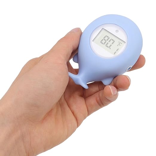 Whale Shaped Baby Bath Tub Water Thermometer with Silent Alarm | Accurate and Safe Infant Bath Floating Toy | LCD Display for Optimal Water Temperature | Perfect for Newborns and