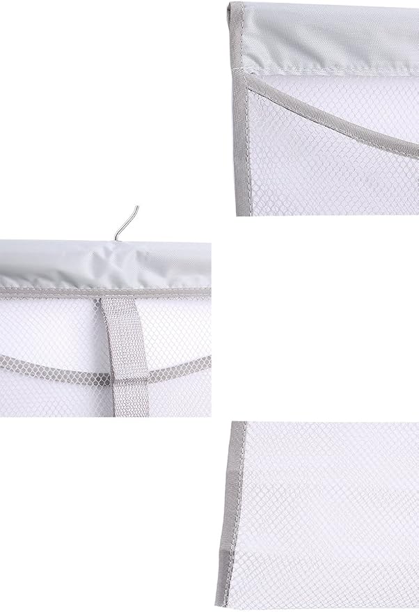 ALYER Hanging Mesh Shower Pockets for 34oz/1000ml Shampoo and Conditioner,Colorful Bath Toy organizer,Hanging Tandem Type Closet Accessories Storage Bag,Gray