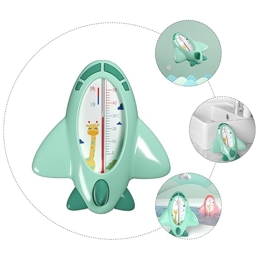 Toyvian Bath Thermometer Green Cartoon Plane Shape Accurate Water Temperature Reading Safe for Newborn Shower and Bath Easy to Use Material