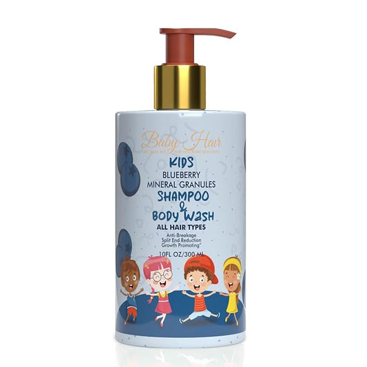 BABY HAIR Kids Toddler Blueberry Mineral Shampoo & Body Wash | Sulfate-Free Tearless Hair & Body Cleanser | Aloe Vera & Blueberry Extract | Gentle Daily Care | 10 fl oz