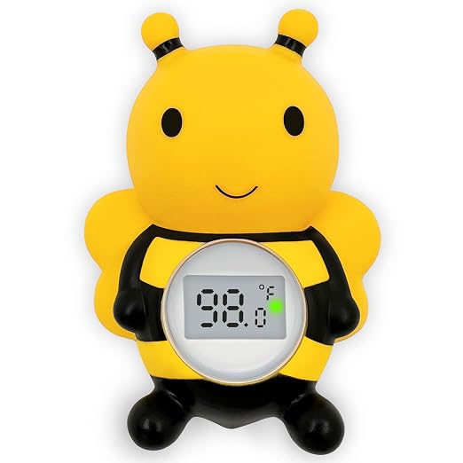 Baby Bath Thermometer Floating Toy - CPC Certified | IP68 Waterproof Water Temperature Thermometer for Bathtub, Tub Toy Gift for Newborn Baby Shower, Infants, Toddlers, Kids (Bee)