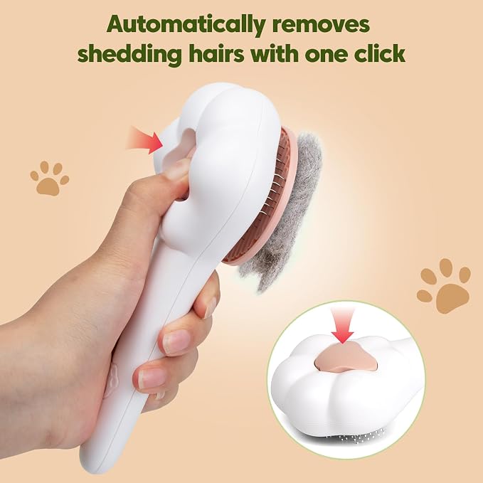 Self-Cleaning Cat Brush for Shedding with Cat Nail Clipper 2-Piece Set for Pets That Shed a Lot or Have Overgrown Nails,Including Long-Haired & Short-Haired Cats, Small & Medium Dogs, Rabbits and More