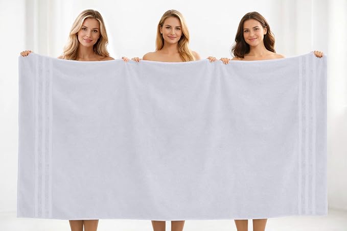 DAN RIVER 2 Pack Bath Sheets Extra Large 35x70, Large Bath Towels for Adults, XL Oversized Heavy Duty Towel Set, 600 GSM 100% Ring Spun Cotton, Soft Quick Dry, White