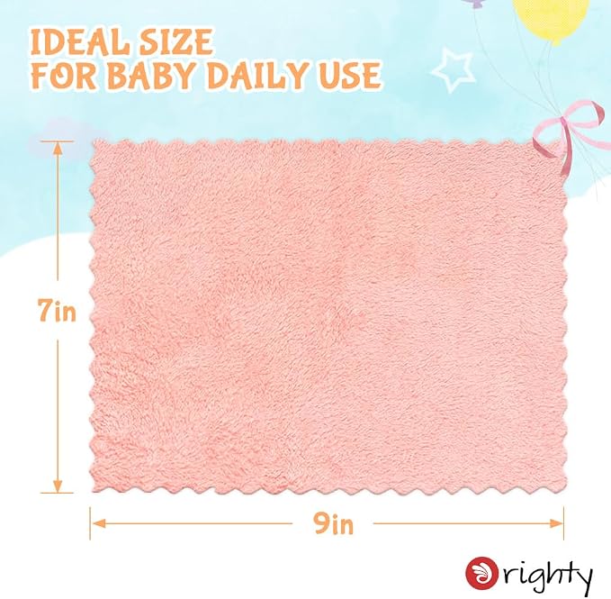 Orighty Baby Washcloths 12 Pack, Microfiber Coral Fleece Baby Face Towels, Soft and Absorbent Wash Cloths for Newborns, Infants and Toddlers, Gentle on Delicate Skin for Face Hands and Body, 7x9 Inch