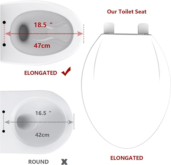 Garvee Elongated Toilet Seat, Soft-Slow Close, 19 Inch Elongated Toilet Seat For Elongated Toilets, Quiet-Close Lid And Seat, Easy To Install And Clean, Never Loosen, White