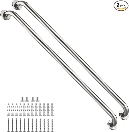 2 Pack 42 Inch Bathroom Safety Grab Bar, ZUEXT Chrome Extra Long Stainless Steel Shower Support Rail, Wall Mounted Shower Handle Bars for Bathtub Shower Toilet Seniors Handicap Safety (1.25" Diameter)