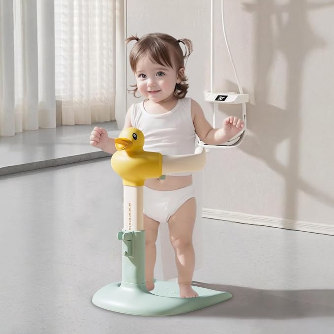 Adjustable Baby Shower Stand, Height (18.5-22.8 Inch) & Width (7.8-13.7 Inch) Adjustable with Anti-Slip Base - Duck Design ABS Bath Rack for Infants 8-24 Months (Supports 40KG) C