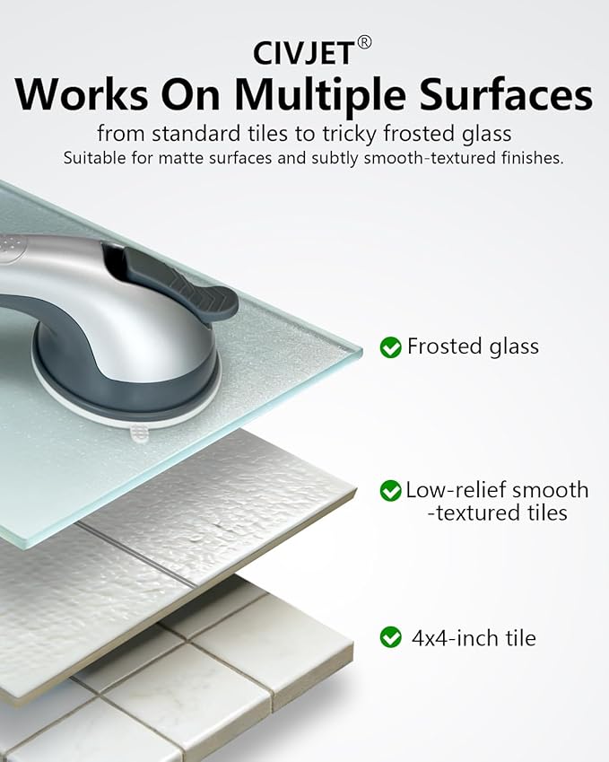 2 Pack Suction Cup Shower Grab Bars for Seniors, Heavy Duty Removable Shower Handles for Bathtubs & Showers, Bath Handrails for Elderly Assistance Products, Bathroom Safety Accessory