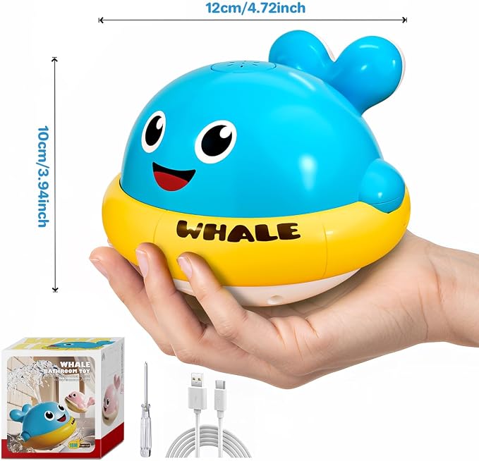 Whale Bath Toys, Toddler Pool Toys for 1 2 3 Year Old Boy, Light Up Baby Bath Toys for Kids Ages 1-3, Bathtub Fountain Water Toys for Toddlers Girl & Boy Gifts