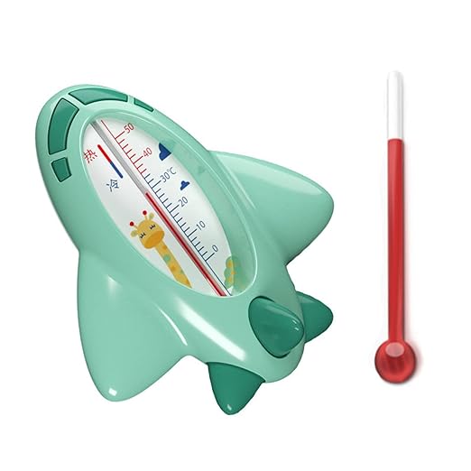 Baby Bath Thermometer, Infant Bath Thermometer Airplane Shape Lovely Multifunctional Infant Water Temperature Thermometer (Green)