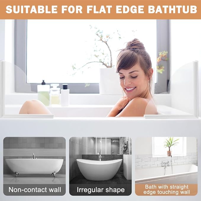 NINEFOX 2 Pack Shower Splash Guard, 9.45 X 9.45 Inches Large Splash Guards for Bathtub | Self-Adhesive Shower Corner Splash Guard to Keep Water in Shower or Bath, Shower Water Blocker from Splashing Out