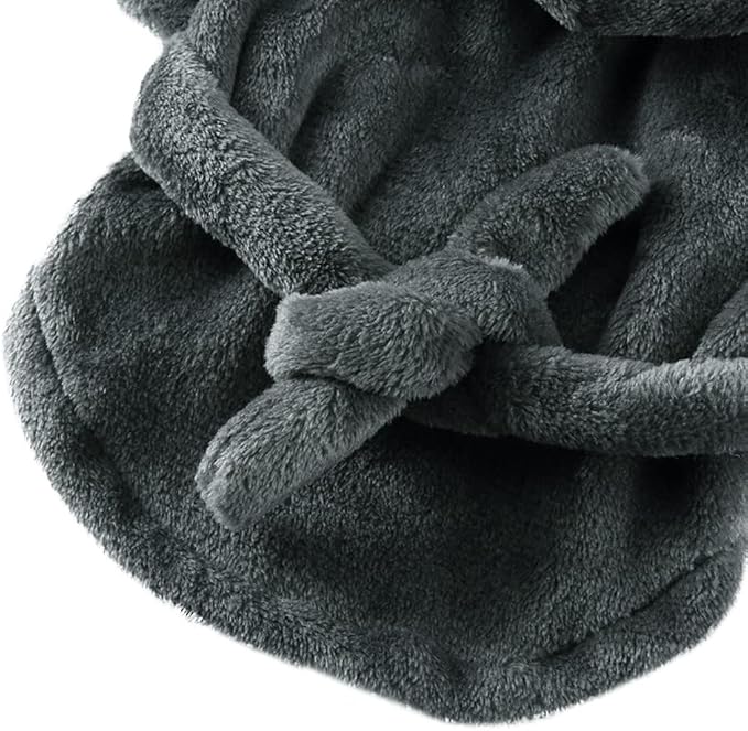 Dog Bathrobe Thicken Pet Drying Coat Super Absorbent Puppy Bathrobe Towel Hooded Towel Robe for Small Dog Cat