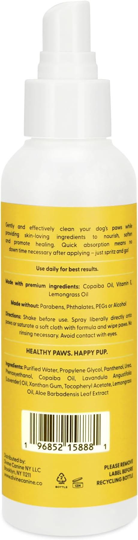 Dog Paw Cleaner - 5.1 Fl Oz of Alcohol Free Paw Cleansing Spray - Made with Aloe, Copaiba Oil, and Lemongrass Oil to Nourish and Clean Paws - Made in The USA