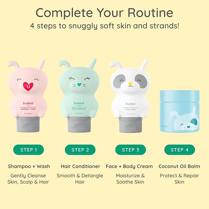 Bubbsi Baby Shampoo and Body Wash - Organic Coconut Oil and Shea Toddler Bath Soap w/Natural Scent, Gentle Sulfate-Free Kids Body Wash Won't Irritate Eyes (Refillable bottle, 8oz)