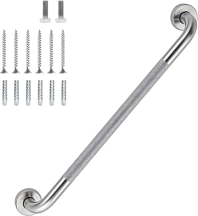 32 Inch Shower Grab Bar 1.25" Dia,Brushed Nickel Anti Slip Bathroom Grab Bar, 304 Stainless Steel Knurled Handicap Grab Bars, Safety Support Handrail, Bath Shower Handle for Elderly Injury Senior