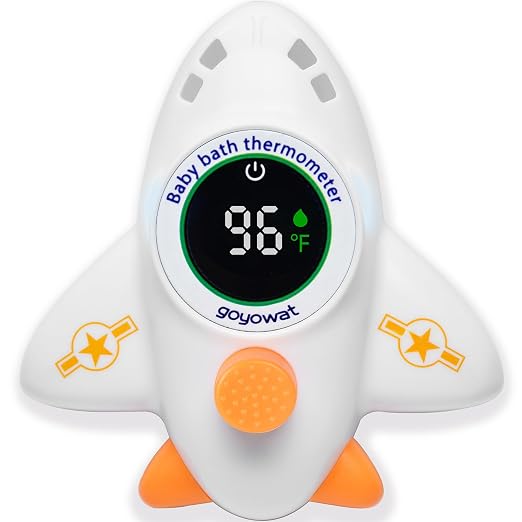 Baby Bathtub Thermometer with LED Display Screen+White Airplane toy-2-in-1 | Color Coded Alarm (Cold/Comfortable/hot) Bath Temperature Monitor, Adorable Floating Toys for Infants, Essential for Babies
