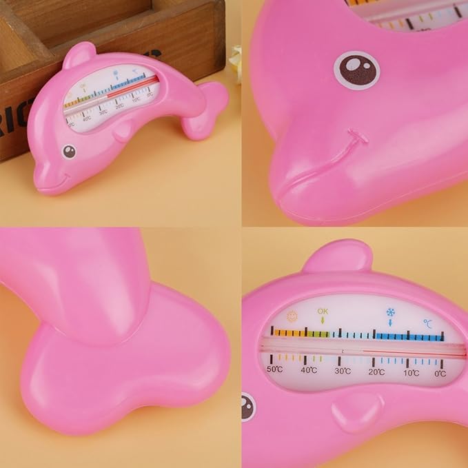 Cute Dolphin Shape Baby Bath Thermometer Children Room Temperature Meter for Bathtub or Indoor Temperature Measurement (Rose red Dolphin)