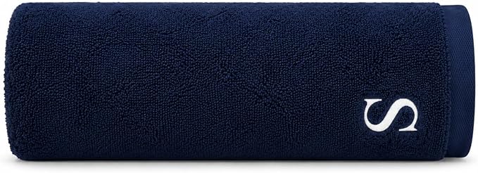 Personalized Bath Sheet - Oversized Jumbo Towel for Bathroom - Customized Turkish Bath Towel - Cotton Towel - Monogrammed Towels with Initials Name Embroidery (Navy, Bath Sheet Oversized 1pc)
