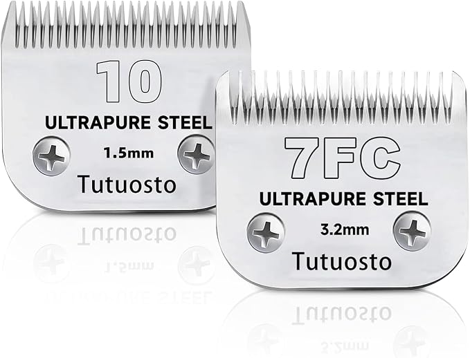 Clipper Blades Pet Grooming Clipper Replacement Blades Detachable Blade Compatible with andis/wahl/Oster Dog Clippers (10#&7FC)