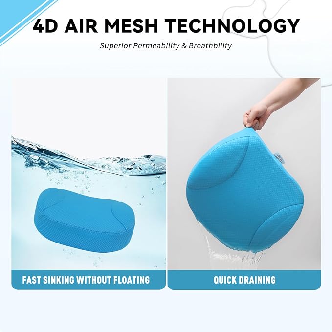 Hot Tub Booster Seat for Adults, 4D Air Mesh Hot Tub Cushion with 6 Strong Non-Slip Suction Cups, Ergonomic Hot Tub Seats, Quick Dry Hot Tub Accessories for Adults Indoor Outdoor, No Zipper Design