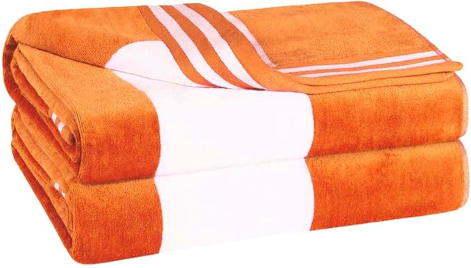 Superior Oversized Beach Towel, Orange (Set of 2)