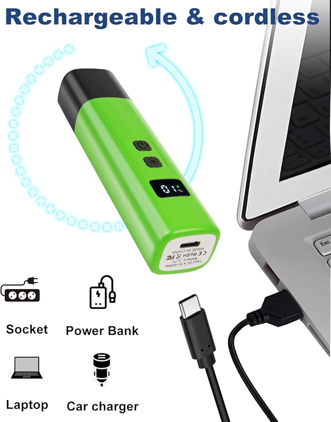 Electric Dog Nail Grinder with 2 Level LED Lights, 2 Speed Super Quiet and Low Vibration Electric Cat Nail Grinder - Rechargeable Pet Nail Grinder for Small Dogs Cats - Green