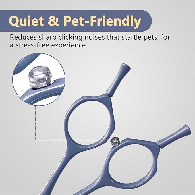Professional Dog Grooming Scissors: 7" Japanese 440C Steel, Curved Shears with 25-30° Blade for Pet Groomers (Violet)