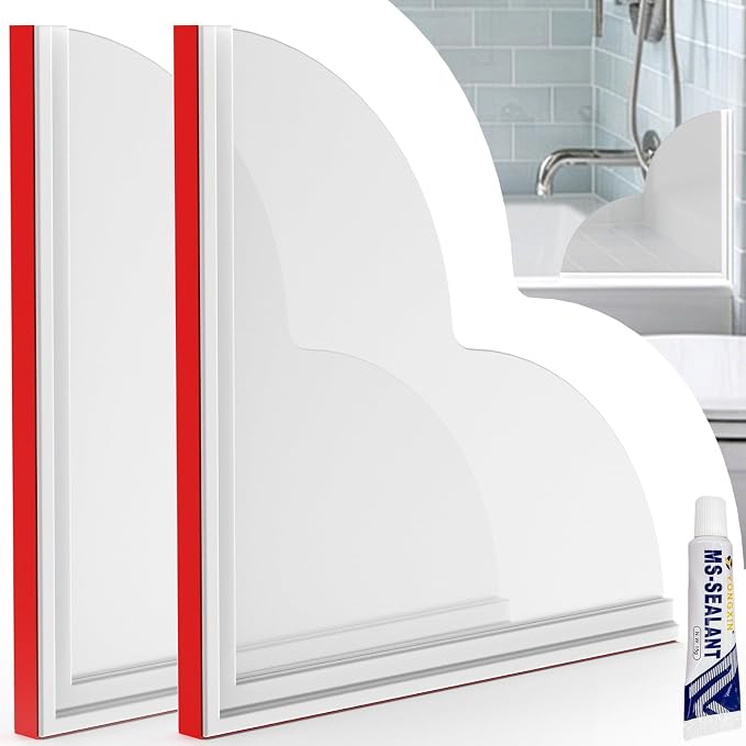 Bathtub Splash Guard（2PCS）, Large Shower Splash Guard, Self Adhesive Waterproof Shower Guards to Keep Water in Shower for Bathroom, Bathtub, Tub, Sink, Stall