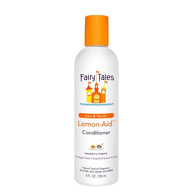 Fairy Tales Sun & Swim Lemon-Aid Kids Conditioner - After Pool & Beach Hair Conditioner - Replenishes Moisture, Softens & Detangles After Chlorine, Salt & Sun - Citrus Scent - 8 oz