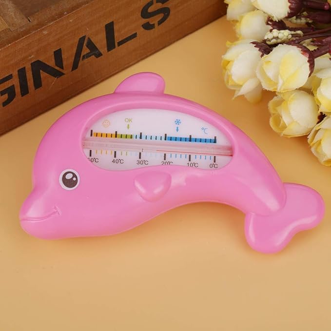 Cute Dolphin Shape Baby Bath Thermometer Children Room Temperature Meter for Bathtub or Indoor Temperature Measurement (Rose red Dolphin)
