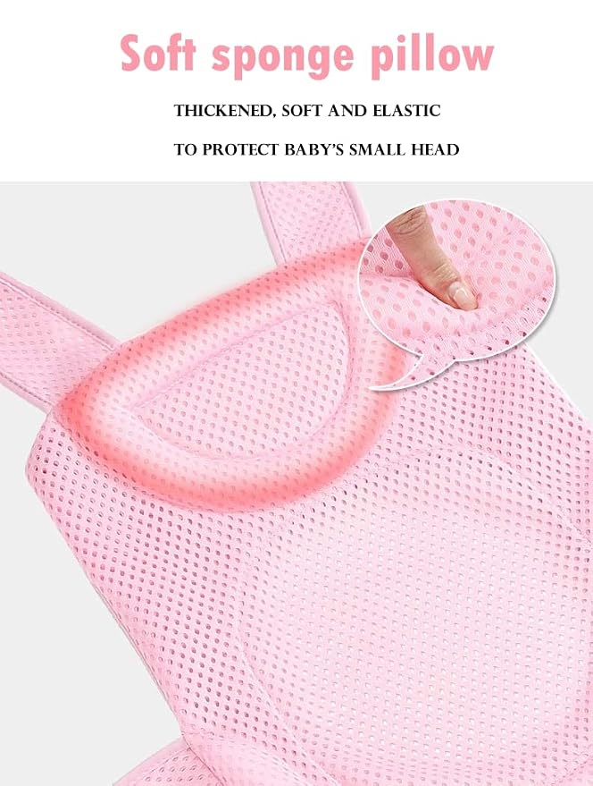 Baby Bath Support Mesh Pad Newborn Bath Tub Seat Net Non-Slip Baby Tub Mat Floating Bathtub Seat Cushion Adjustable Pillow for Bathing Cushion Pad Mat for 0-3 Years Old (No Bathtub)