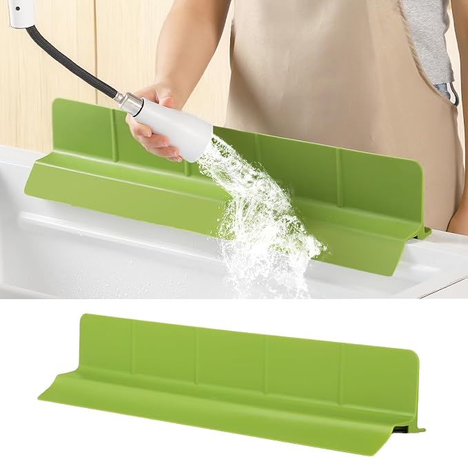 23" Ultra Silicone Sink Splash Guard Released in 2026 for Kitchen Sink,Bathroom and Island,with 3.5" High Splash Guard & 7 Strong Suction Cup (Matcha Green)
