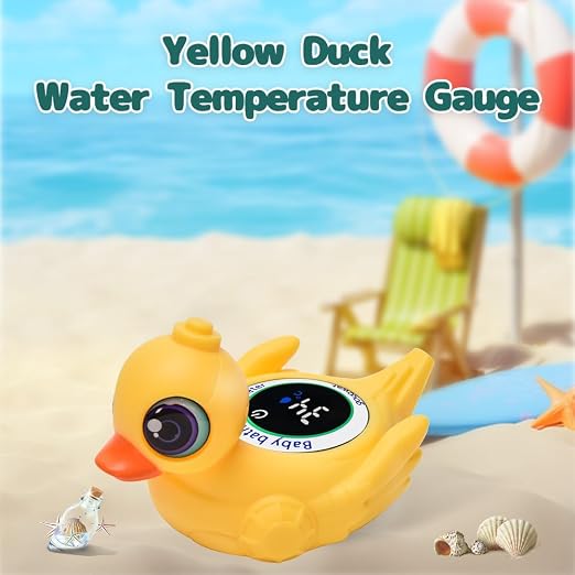 Baby Bathtub Thermometer with LED Display Screen+Cute Duck toy-2-in-1 | Color Coded Alarm (Cold/Comfortable/hot) Bath Temperature Monitor, Adorable Floating Toys for Infants, Essential for Babies
