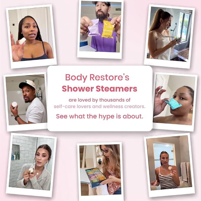 BodyRestore Shower Steamers Aromatherapy, Gifts for Women, Amore 15 Pack | Birthday Gifts for Women, Spa Stress Relief & Relaxation, Romantic Gift for Her,Rose Essential Oil Tablets