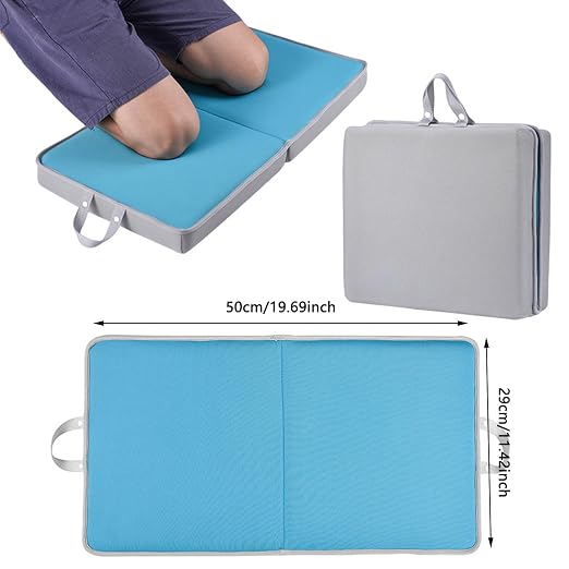 Folding Extra Thick Foam Garden Kneeling Pad, 4.5cm Memory Foam Lightweight & Portable with Handles for Gardening Yoga Bath Kneeler Pad Seat Cushion Indoor & Outdoor Support for Men Women (Grey)