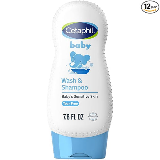 Cetaphil Baby Shampoo and Body Wash with Organic Calendula, Tear Free, Hypoallergenic, Ideal for Everyday Use, Dermatologist Tested, 7.8oz (Pack of 12)