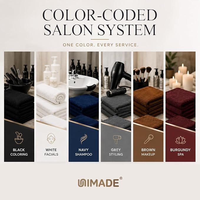 UNIMADE Salon Towels 48 Pack, Microfiber Barber Towels Bulk, (16x29 inches) Hair-Drying Cloth Super Soft Hand Cloth for Gym, Bath, Spa Use and Home Beauty Care(Not Bleach Proof) - Multicolor
