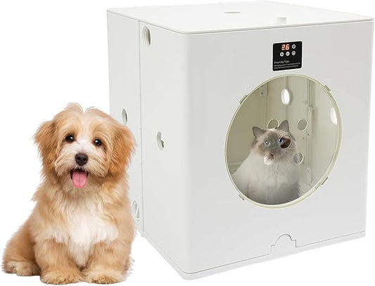 Automatic Pet Dryer Box for Cats and Small Dogs, 88L/79.9Qt Foldable Cat Hair Dryer Box with Button Control, Professional Ultra Quiet Cat Dryer Box for Dog Grooming