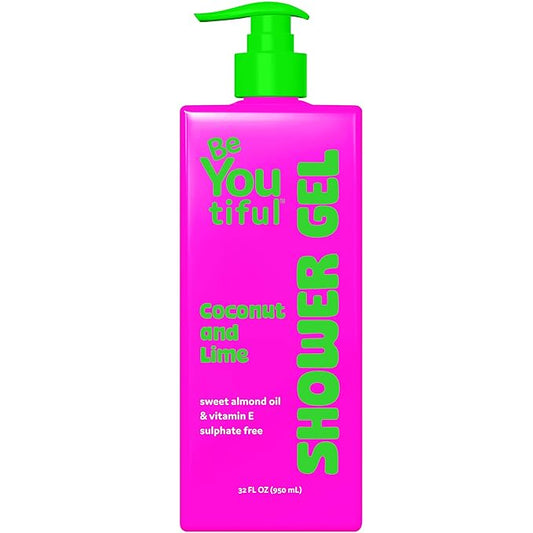 BeYoutiful Coconut Lime Body Wash Soap for Teens and KIds, Shower Gel, 32oz | Moisturizing Natural Ingredients for Sensitive Skin, Hydrating Shower Gel, Cruelty Free Teen Tween Girl Skin Care