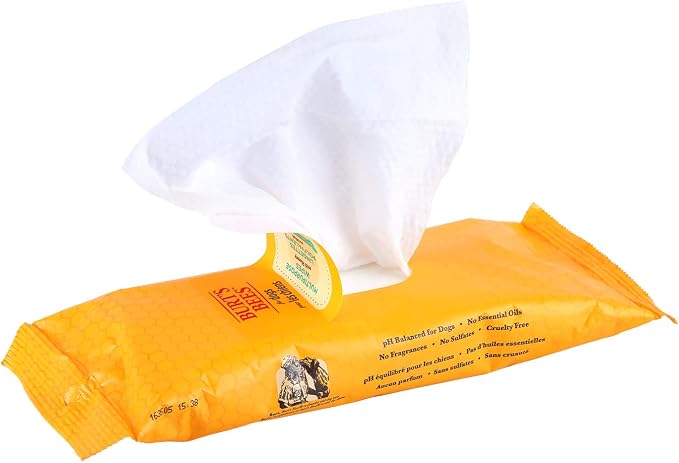 Burt's Bees for Pets Honey Multipurpose Dog Grooming Wipes Gentle Hypoallergenic Spot Cleaning Sheets pH Balanced Natural Origin Formula for Paws Face and Butt 50 Count 2 Pack Natural Grooming