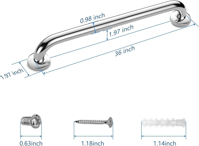 Gotega Shower Grab Bar 2 Pack，36 Inch Stainless Steel Bathroom Grab Bar Shower Bath Handle Grab Bars for Bathtub Showers Saft Handle Toilet Handicap Elderly Senior Assist Bathroom
