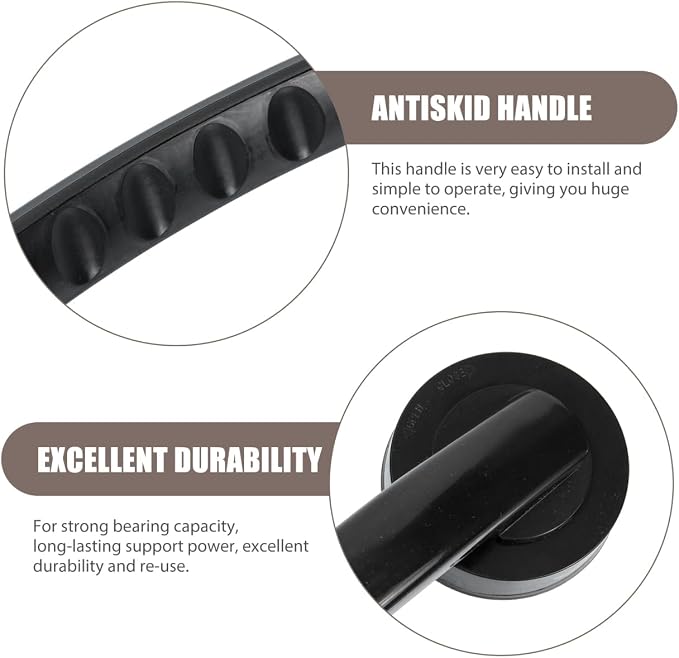 Zerodeko Shower Grab Bar Suction Balance Assist Bathroom Shower Handle Anti Slip Safety Hand Rail Support Handicap Elderly Injury Senior Assist Bath Handle Glass Door Window Black