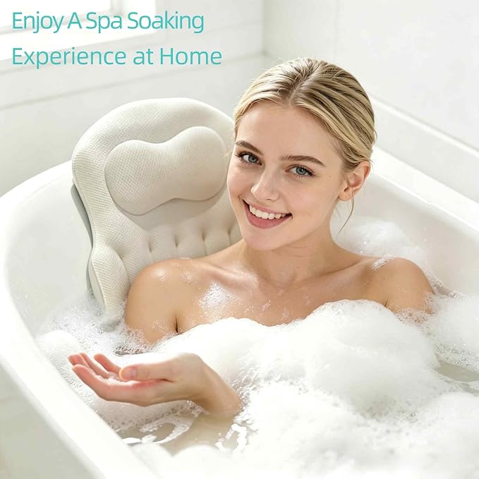 Bath Pillows for Tub Full Body, Luxury Bathtub Pillow Cushion, Bubble Bath Mat for Tub Spa