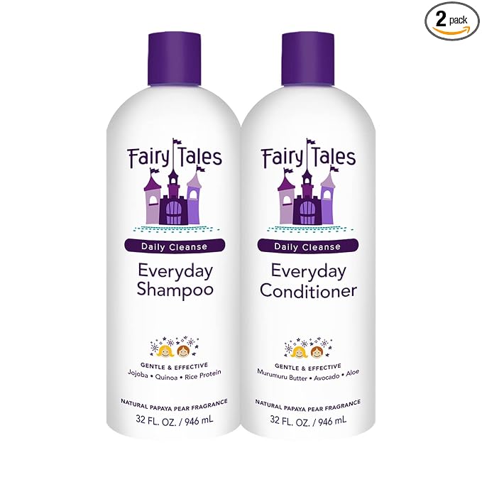 Fairy Tales Daily Cleanse Everyday Kids Shampoo + Conditioner set - Gentle Natural Defining Product, Tangle Free, Moisturizing and Hydrating, Clean + Natural Ingredients - Paraben Free - 32 oz. (2PK)