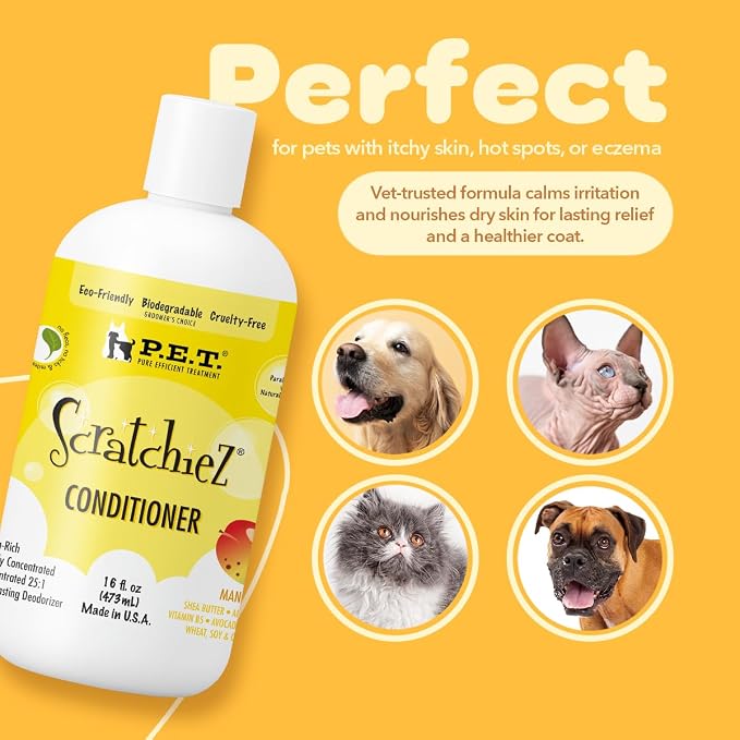 P.E.T. Scratchiez Soothing Oatmeal & Aloe Conditioner for Dogs & Cats — Commercial 5 Gallon Pail — Moisturizes, Softens & Helps Calm Itchy, Flaky Coats — Sulfate-Free, pH-Balanced, Hypoallergenic
