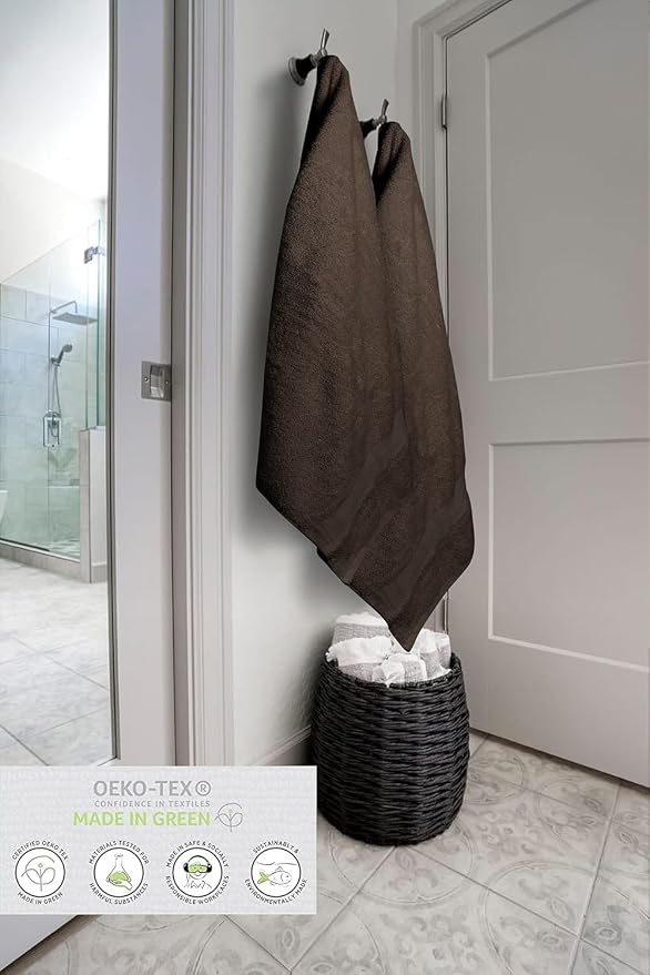 100% Cotton Luxury Bath Sheets - Pack of 2 (35" x 70") | Super Soft, Quick-Dry & Highly Absorbent Towels for Bathroom, Home, Spa & Gym (Dark Brown)
